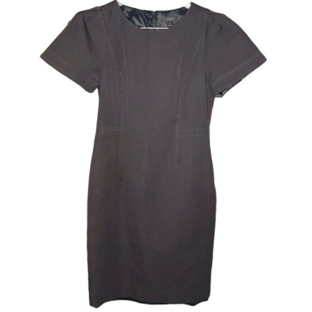 J.Crew Pleated-Sleeve Cotton Blend Sheath Top Stitching Detail - Black - 8